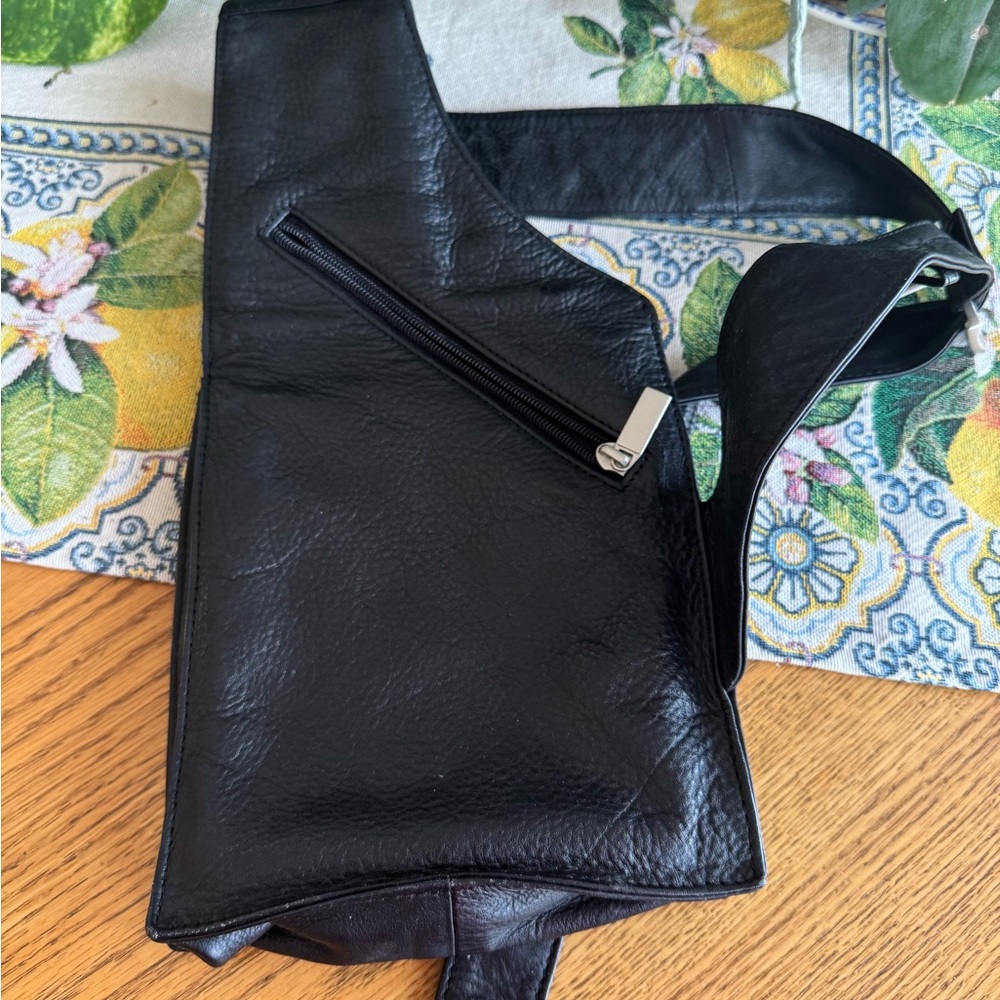 Black Leather Men's Crossbody Bag
